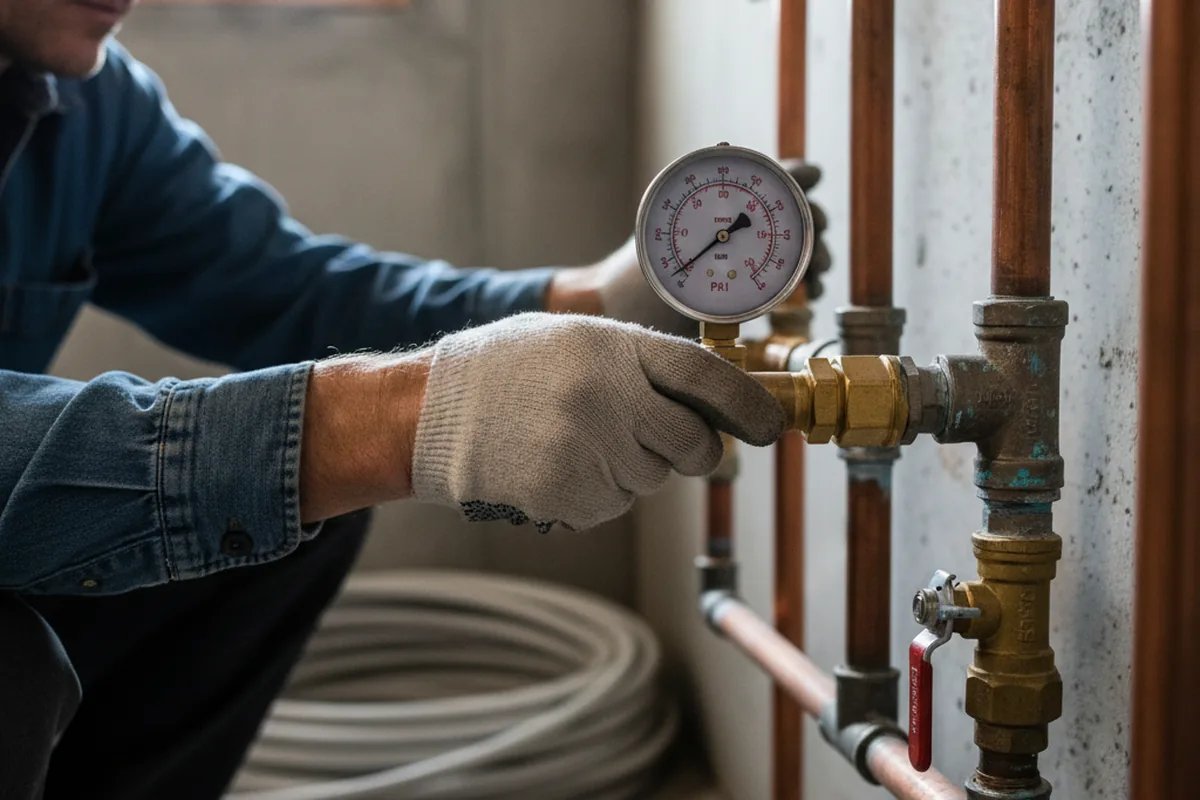 Pressure testing a repaired line during Water Line Repair in Ukiah